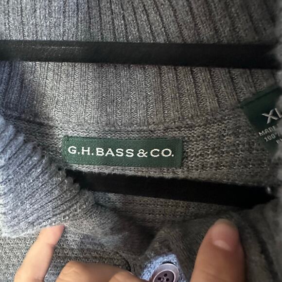 Mens vintage G.H Bass & Co. button waffle grey long sleeve sweater size XL - Picture 6 of 7